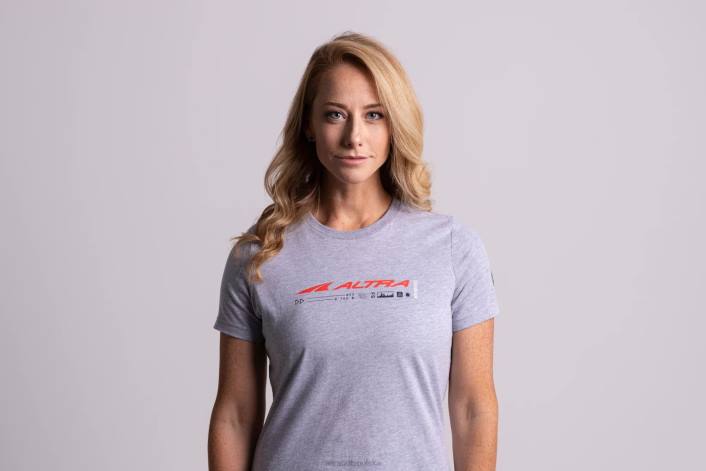 kobiety damska klasyczna koszulka z krótkim rękawem w kolorze jasnoszaro-czerwonym DN82222 jasnoszary-czerwony Altra